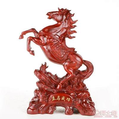 聯(lián)友廠家直銷樹脂工藝品 立馬成功仿木紋招財(cái)擺件，高級(jí)開業(yè)禮品之選